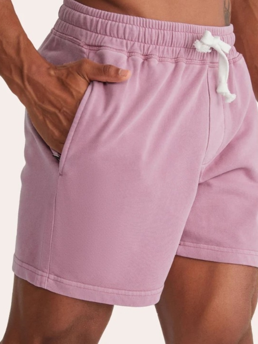 Maamgic Men's Pink Knit Cozy Drawstring Lounge Shorts, Medium